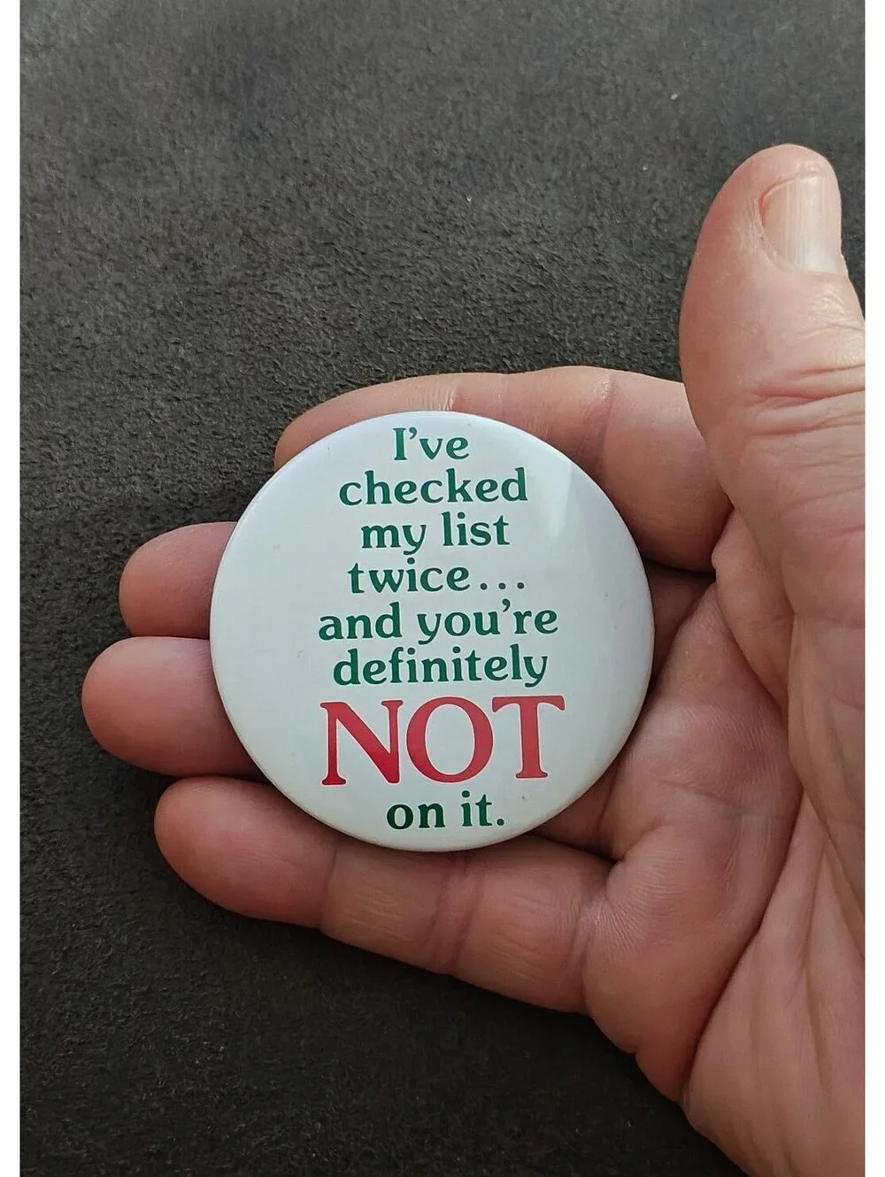 1980s Christmas Humorous Pin Button